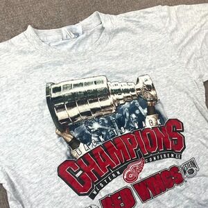 Vintage CSA Shirt Mens L Gray Detroit Red Wings NHL Hockey Western Con Champions
